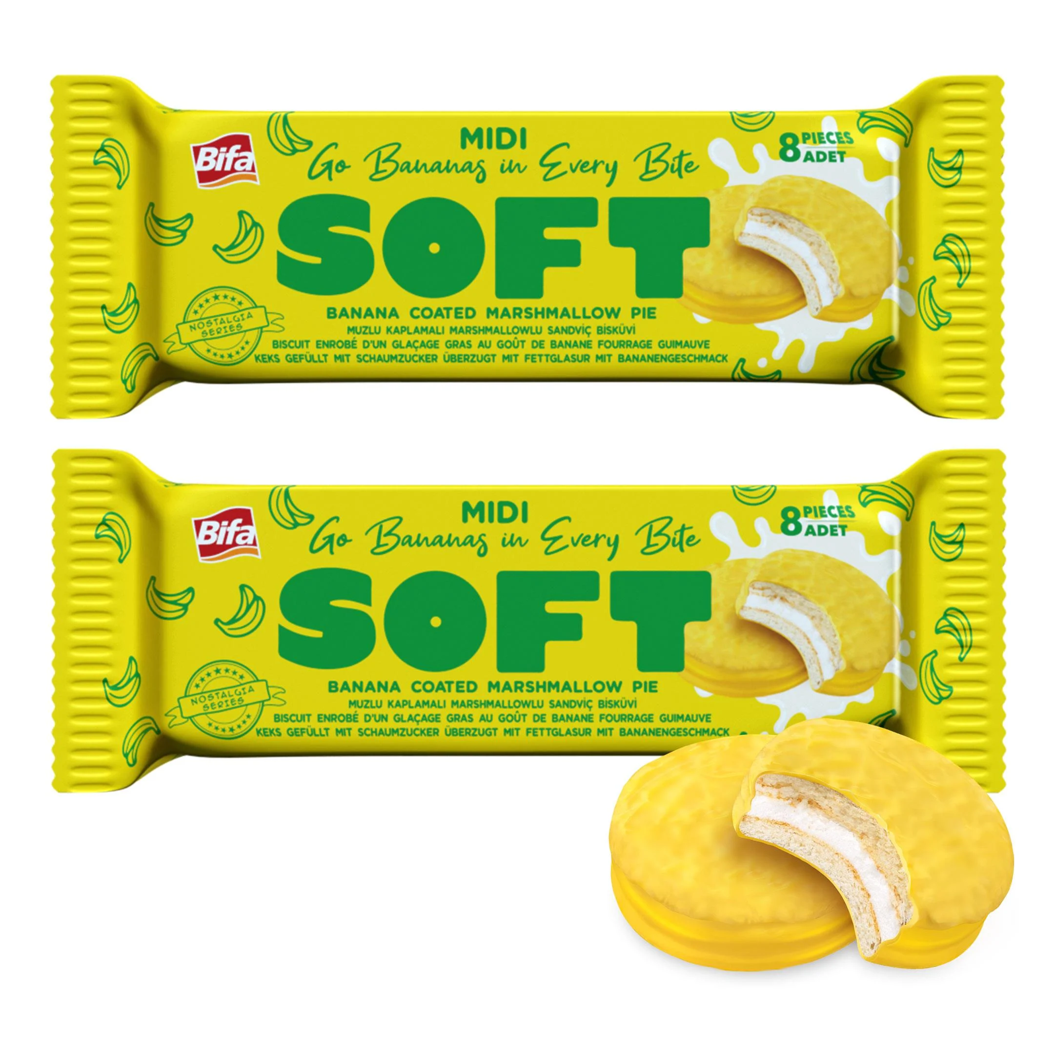 BIFA SOFT MUZ AROMALI KAPLAMALI MARSHMALLOWLU SANDVIC BISKUVI 160 GR.